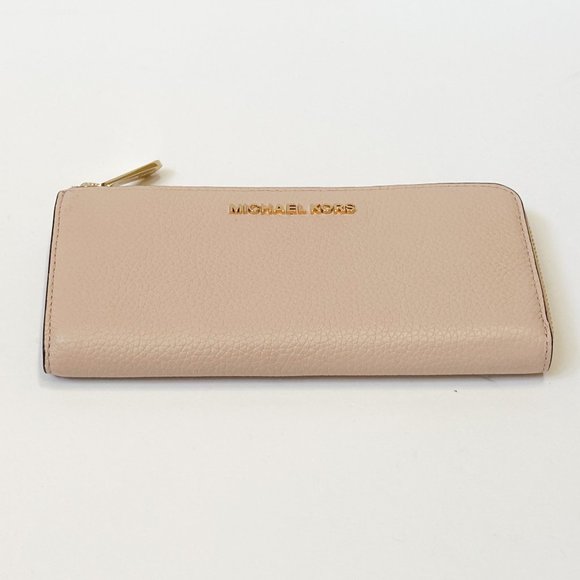 Michael Kors Jet Set Travel LG Three Quarter Zip Wallet Pebbled Leather Ballet - Picture 5 of 11